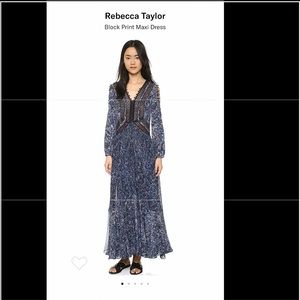 Rebecca Taylor Blue Floral Crochet Maxi